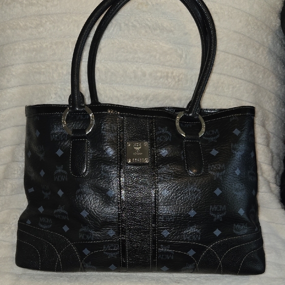 MCM Black and Gray Leather Tote - Picture 1 of 13